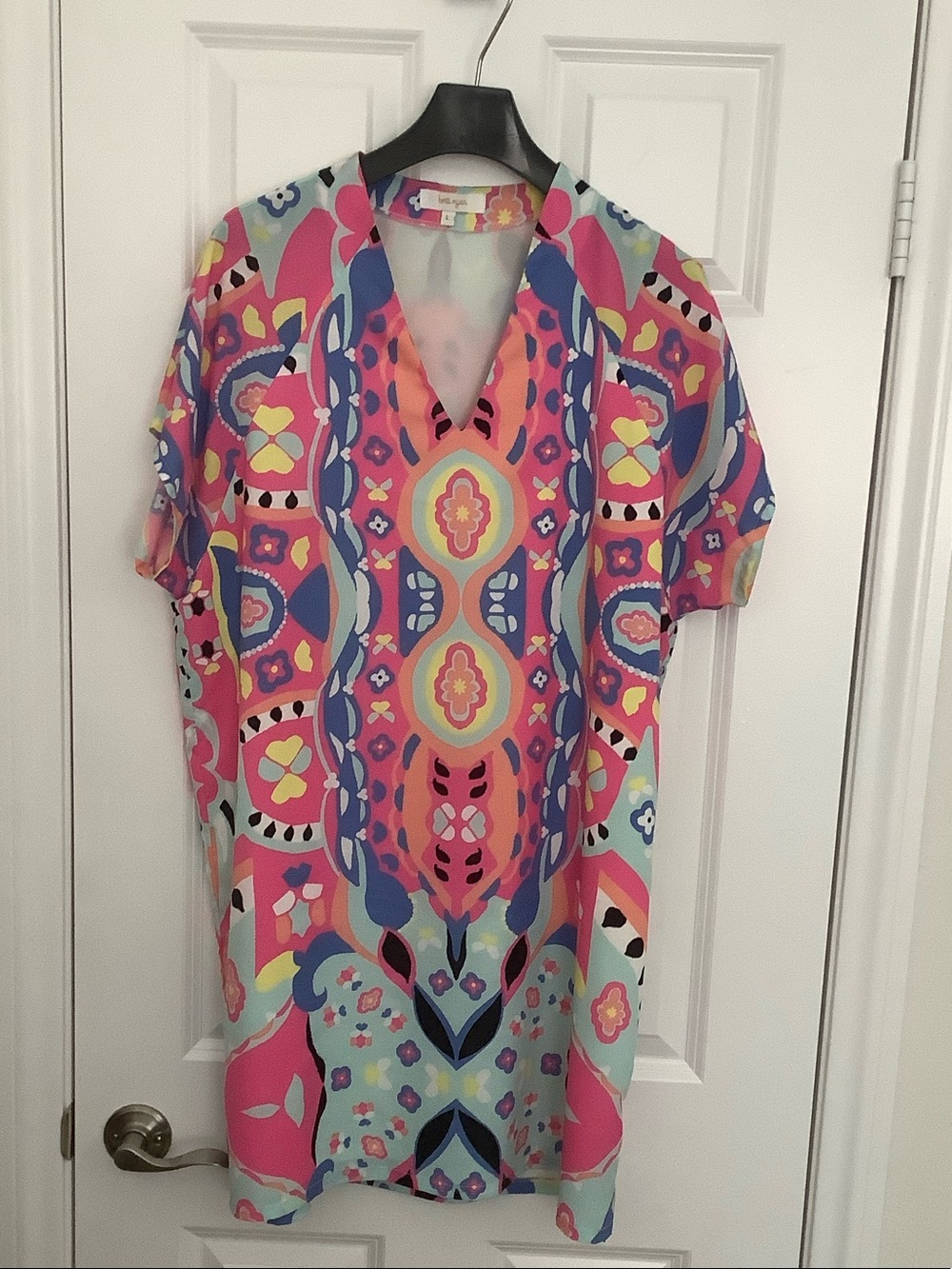 Vibrant Multi-Color V-Neck Women's Dress